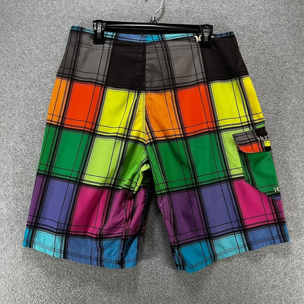 Hurley Board Shorts Phantom Mens 32 Multi Color Plaid Recycled Surf Skate